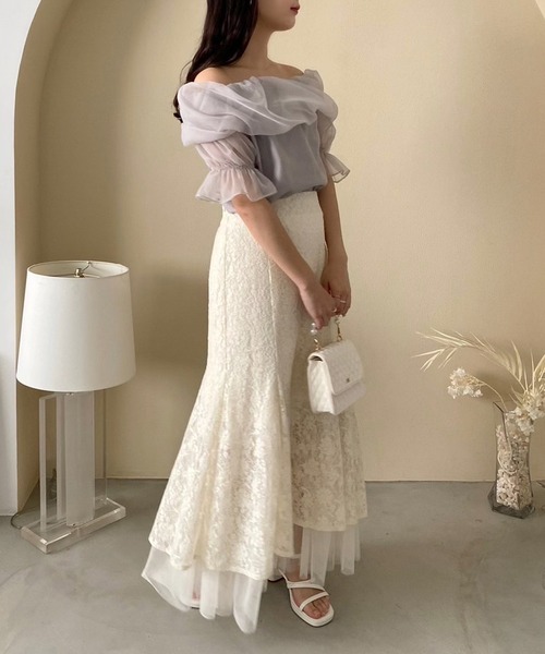 one after another NICE CLAUP(ワンアフターアナザーナイスクラップ)の「オーガンオフショルブラウス(シャツ/ブラウス・レディース・ライトグレー/ホワイト系その他/アイボリー/ホワイト系/ライトピンク・FREE)」の20枚目の写真