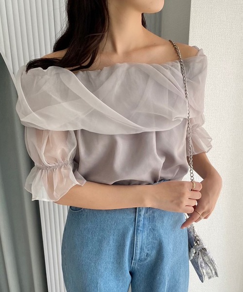 one after another NICE CLAUP(ワンアフターアナザーナイスクラップ)の「オーガンオフショルブラウス(シャツ/ブラウス・レディース・ライトグレー/ホワイト系その他/アイボリー/ホワイト系/ライトピンク・FREE)」の21枚目の写真