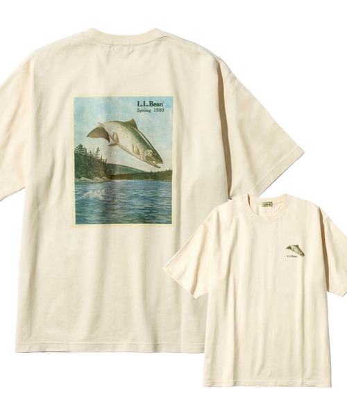 L.L.Bean（エルエルビーン）の「【JAPAN EDITION】ビーンズ・1980 カタログ・ティ、半袖 ジャパン・フィット（Tシャツ/カットソー・メンズ・キナリ/ライトグレー/グリーン・MEDIUM/SMALL/LARGE）」の2枚目の写真