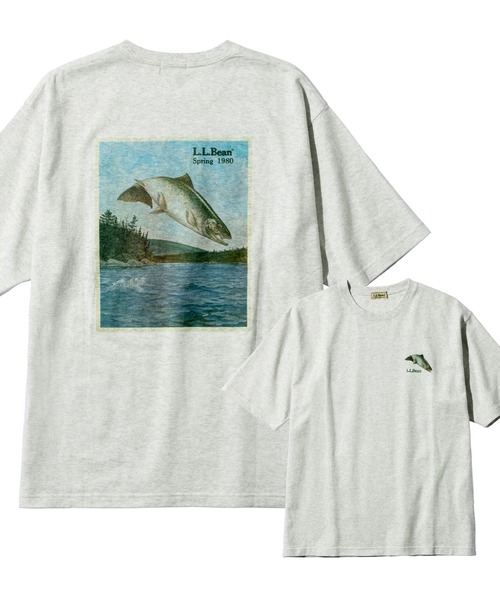 L.L.Bean（エルエルビーン）の「【JAPAN EDITION】ビーンズ・1980 カタログ・ティ、半袖 ジャパン・フィット（Tシャツ/カットソー・メンズ・キナリ/ライトグレー/グリーン・MEDIUM/SMALL/LARGE）」の3枚目の写真