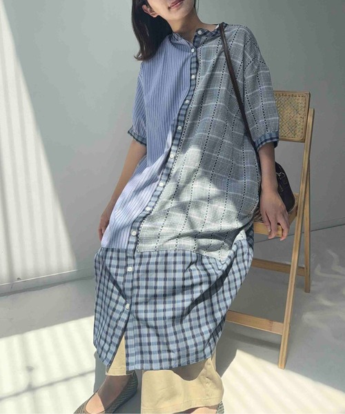 AS KNOW AS PLUS｜アズノゥアズプラスのシャツワンピース（ブルー