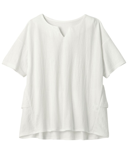 alotta(アロッタ)の「バックフリルキーネックTシャツ(Tシャツ/カットソー・レディース・ブラック/コバルトブルー/オフホワイト・MEDIUM/LARGE/X-LARGE/XX-LARGE)」の13枚目の写真