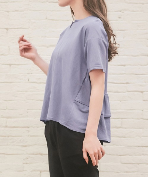 alotta(アロッタ)の「バックフリルキーネックTシャツ(Tシャツ/カットソー・レディース・ブラック/コバルトブルー/オフホワイト・MEDIUM/LARGE/X-LARGE/XX-LARGE)」の6枚目の写真