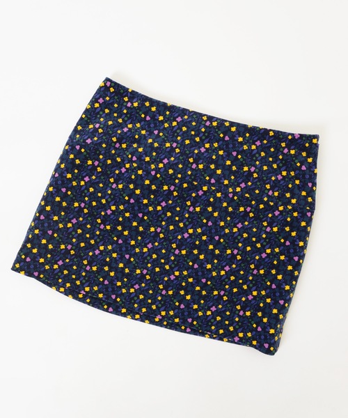 HOLIDAY（ホリデイ）の「VELVETEEN FLOWER MINI SKIRT 別珍フラワーミニスカート（スカート・レディース・ネイビー・ONE SIZE）」の2枚目の写真