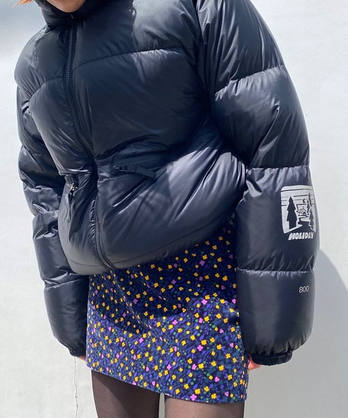 スカート HOLIDAY VELVETEEN FLOWER MINI SKIRT VELVETEEN FLOWER MINI SKIRT 別珍フラワーミニスカート