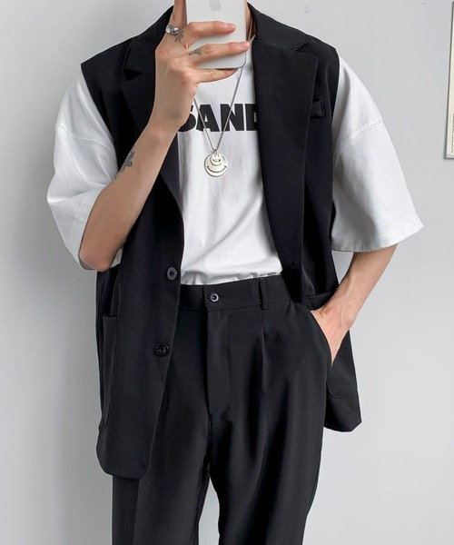 Anchor Smith（アンカー スミス）の「オーバーサイズテーラードジレベスト（ベスト・メンズ・ブラック/グレー・FREE）」の3枚目の写真