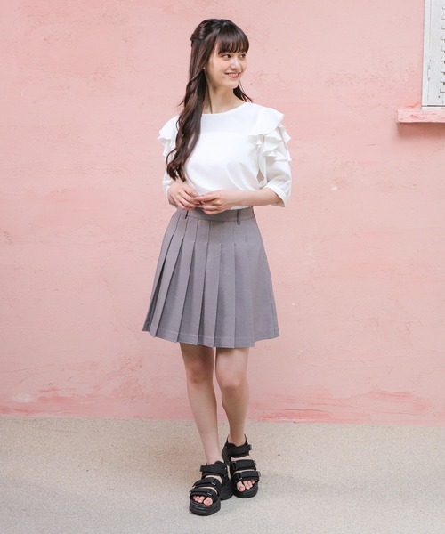 Honeys（ハニーズ）の「ミニプリーツスカート（スカート・レディース・ブラック/ブラウン/チャコールグレー/アイボリー/ダークグレー・M/L/SS/S/LL）」の19枚目の写真