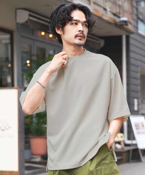 jiggys shop（ジギーズショップ）の「梨地 オーバーサイズ 半袖 Tシャツ（Tシャツ/カットソー・メンズ・グレー/ブラック/ダークグレー/ベージュ/ホワイト/グリーン・LARGE/MEDIUM/X-LARGE）」の2枚目の写真
