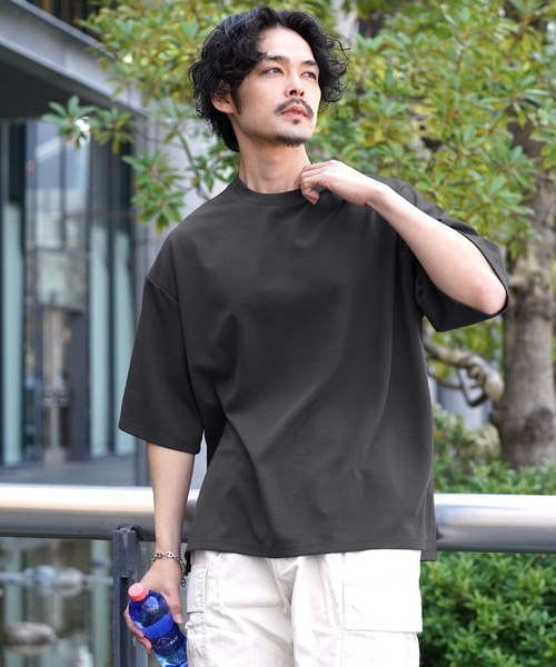 jiggys shop（ジギーズショップ）の「梨地 オーバーサイズ 半袖 Tシャツ（Tシャツ/カットソー・メンズ・グレー/ブラック/ダークグレー/ベージュ/ホワイト/グリーン・LARGE/MEDIUM/X-LARGE）」の4枚目の写真