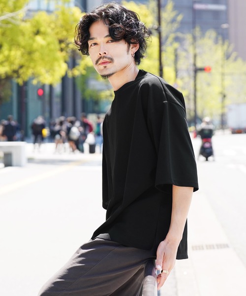 jiggys shop（ジギーズショップ）の「梨地 オーバーサイズ 半袖 Tシャツ（Tシャツ/カットソー・メンズ・グレー/ブラック/ダークグレー/ベージュ/ホワイト/グリーン・LARGE/MEDIUM/X-LARGE）」の3枚目の写真