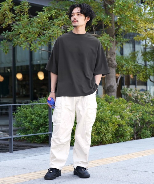 jiggys shop（ジギーズショップ）の「梨地 オーバーサイズ 半袖 Tシャツ（Tシャツ/カットソー・メンズ・グレー/ブラック/ダークグレー/ベージュ/ホワイト/グリーン・LARGE/MEDIUM/X-LARGE）」の14枚目の写真