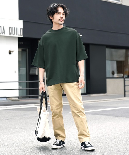 jiggys shop（ジギーズショップ）の「梨地 オーバーサイズ 半袖 Tシャツ（Tシャツ/カットソー・メンズ・グレー/ブラック/ダークグレー/ベージュ/ホワイト/グリーン・LARGE/MEDIUM/X-LARGE）」の18枚目の写真