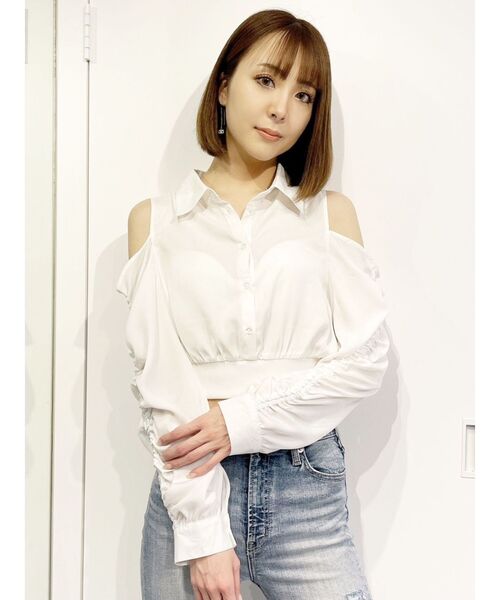 GYDA（ジェイダ）の「オフショルHEMリブブラウス（シャツ/ブラウス・レディース・ブラック/ブラウン/オフホワイト・FREE）」の4枚目の写真