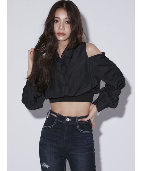 GYDA（ジェイダ）の「オフショルHEMリブブラウス（シャツ/ブラウス・レディース・ブラック/ブラウン/オフホワイト・FREE）」の5枚目の写真