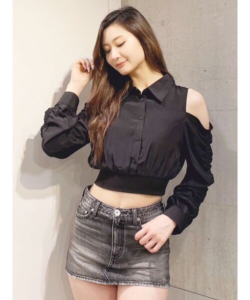 GYDA（ジェイダ）の「オフショルHEMリブブラウス（シャツ/ブラウス・レディース・ブラック/ブラウン/オフホワイト・FREE）」の9枚目の写真