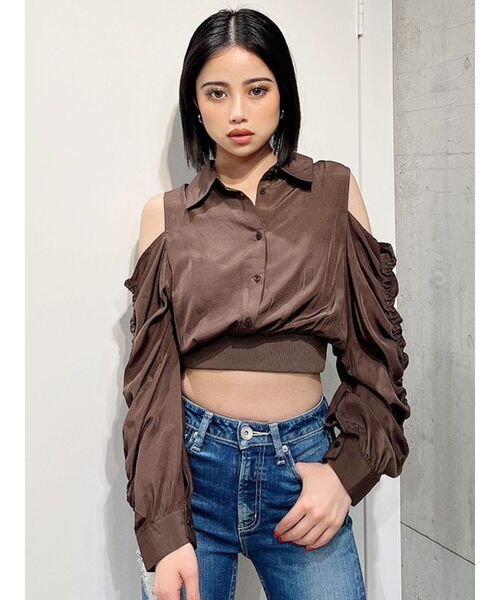 GYDA（ジェイダ）の「オフショルHEMリブブラウス（シャツ/ブラウス・レディース・ブラック/ブラウン/オフホワイト・FREE）」の22枚目の写真