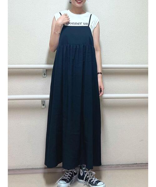 Te chichi TERRASSE（テチチテラス）の「ギャザーキャミワンピース（ワンピース・レディース・ブルー/ブラック/モカ・F）」の18枚目の写真