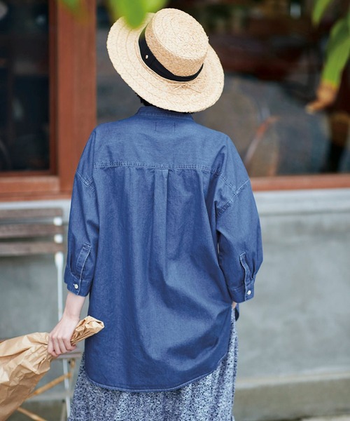 Sunny clouds(サニークラウズ)の「サニークラウズ ワークなデニムシャツ〈レディース〉(シャツ/ブラウス・レディース・インディゴブルー・MEDIUM/LARGE/X-LARGE/XX-LARGE/NM)」の7枚目の写真
