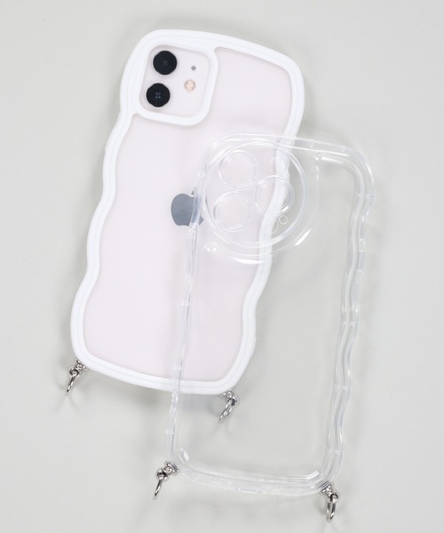 S*♡様 iPhone 11 ホワイト 64GB ケース付き セール】【ストラップホール付き】うねうねデザイン クリアスマホ