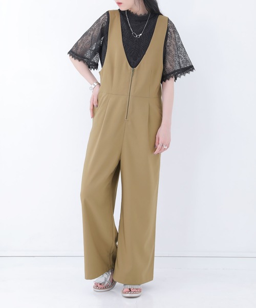 osharewalker（オシャレウォーカー）の「【廃盤】『フロントファスナーサロペット』（サロペット/オーバーオール・レディース・ベージュ/ブラック・1/2）」の9枚目の写真