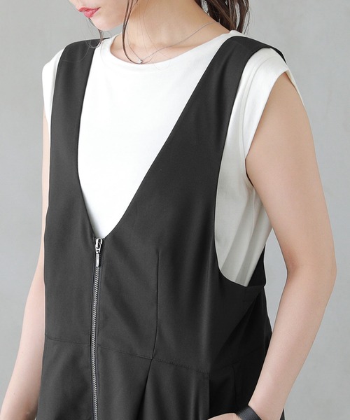 osharewalker（オシャレウォーカー）の「【廃盤】『フロントファスナーサロペット』（サロペット/オーバーオール・レディース・ベージュ/ブラック・1/2）」の12枚目の写真