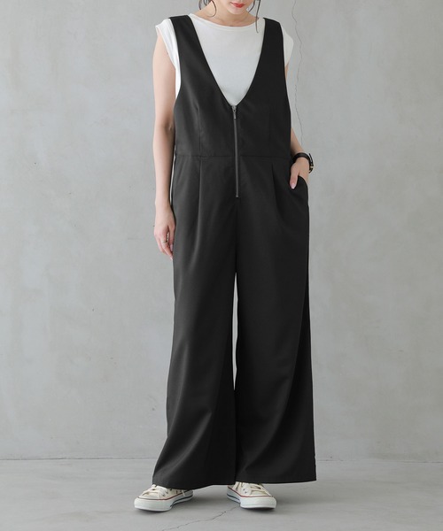 osharewalker（オシャレウォーカー）の「【廃盤】『フロントファスナーサロペット』（サロペット/オーバーオール・レディース・ベージュ/ブラック・1/2）」の14枚目の写真