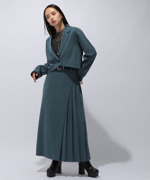 HARE（ハレ）の「２Pジャケット＊アシメプリーツスカート(HARE)（セットアップ・レディース・グレー/ブラック/グリーン/グレー系その他・FREE）」の6枚目の写真