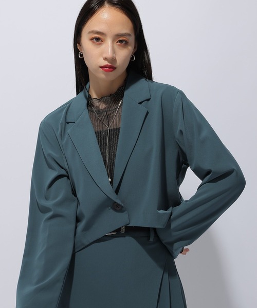 HARE（ハレ）の「２Pジャケット＊アシメプリーツスカート(HARE)（セットアップ・レディース・グレー/ブラック/グリーン/グレー系その他・FREE）」の14枚目の写真