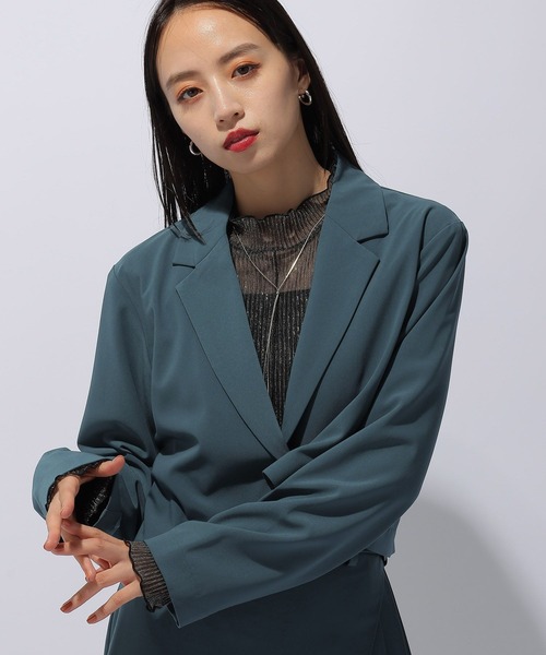 HARE（ハレ）の「２Pジャケット＊アシメプリーツスカート(HARE)（セットアップ・レディース・グレー/ブラック/グリーン/グレー系その他・FREE）」の15枚目の写真