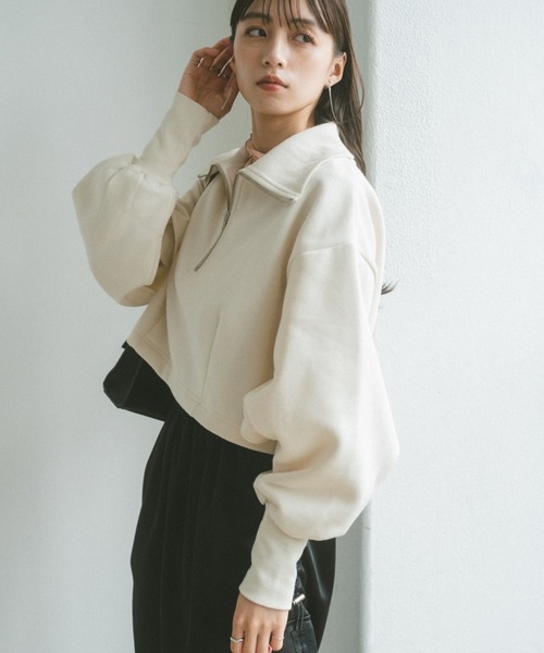 VANNIE U(ヴァニーユー)の「インスリットハーフジップスウェット(スウェット・レディース・ブラック/アイボリー・FREE)」の15枚目の写真