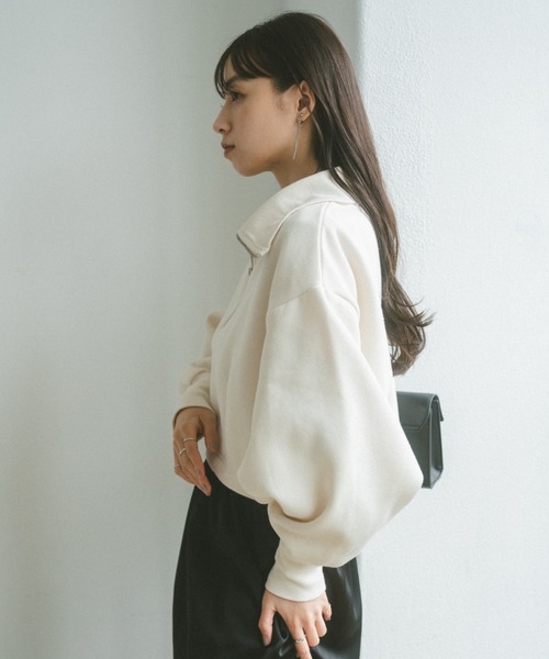 VANNIE U(ヴァニーユー)の「インスリットハーフジップスウェット(スウェット・レディース・ブラック/アイボリー・FREE)」の16枚目の写真