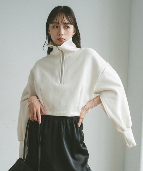 VANNIE U(ヴァニーユー)の「インスリットハーフジップスウェット(スウェット・レディース・ブラック/アイボリー・FREE)」の21枚目の写真