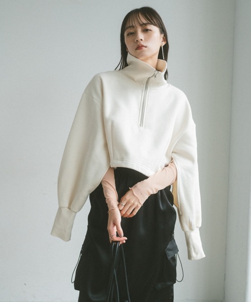 VANNIE U(ヴァニーユー)の「インスリットハーフジップスウェット(スウェット・レディース・ブラック/アイボリー・FREE)」の19枚目の写真