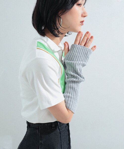 Ray BEAMS（レイビームス）の「Ray BEAMS / リブ アーム ウォーマー（手袋・レディース・ライトグレー/ブラック/ライトブルー・ONE SIZE）」の10枚目の写真