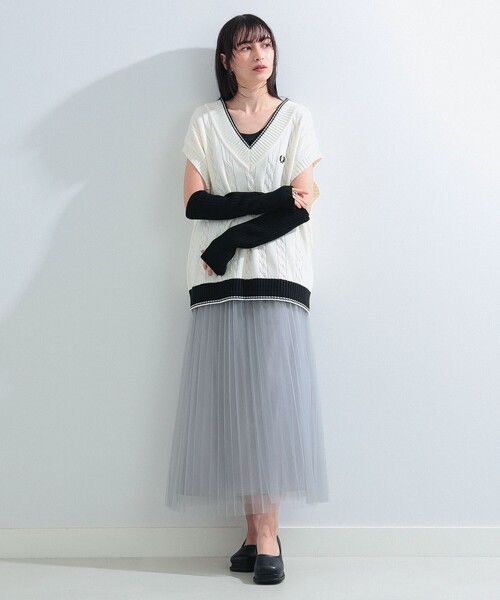 Ray BEAMS（レイビームス）の「Ray BEAMS / リブ アーム ウォーマー（手袋・レディース・ライトグレー/ブラック/ライトブルー・ONE SIZE）」の8枚目の写真