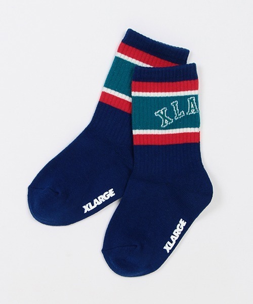XLARGE KIDS(エクストララージキッズ)の「カレッジロゴラインクルーソックス(ソックス/靴下・キッズ・ホワイト/グリーン/ネイビー/ブラック・13-15cm/19-21cm/15-17cm/17-19cm)」の4枚目の写真
