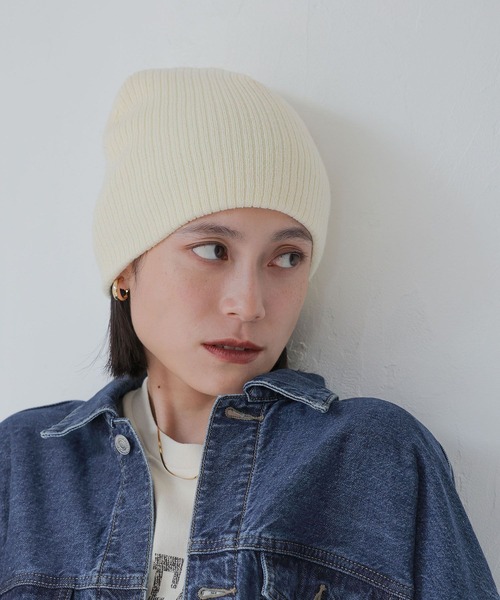 LOWRYS FARM（ローリーズファーム）の「ニットビーニー  969889（ニットキャップ/ビーニー・レディース・アイボリー/ブラック/グレー・FREE）」の4枚目の写真