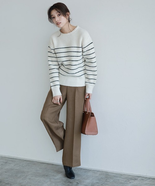 Pierrot(ピエロ)の「ウールライクタックワイドパンツ(その他パンツ・レディース・ブラウン/チャコール/オリーブ/ベージュ系その他・PM/L/M)」の7枚目の写真