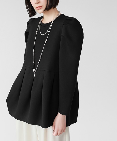 ELFRANK(エルフランク)の「ダンボールニットパワーショルダーペプラムプルオーバー(Tシャツ/カットソー・レディース・グレー/ブラック/オフホワイト・FREE)」の18枚目の写真