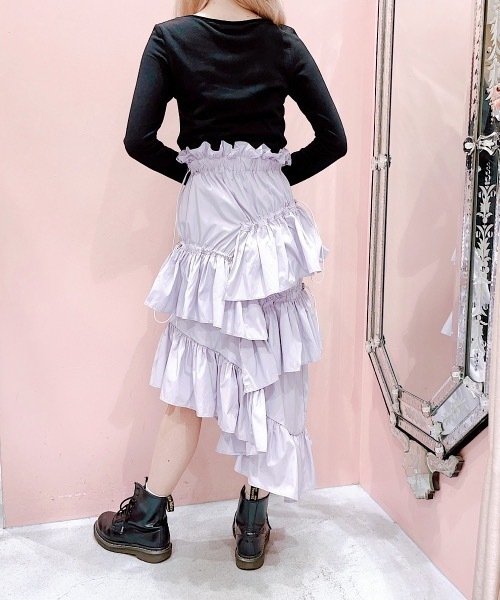 lilLilly（リルリリー）の「ベロアリボントップス（Tシャツ/カットソー・レディース・ホワイト/ブラック・FREE）」の9枚目の写真