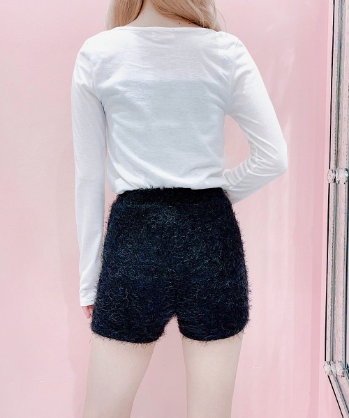 lilLilly（リルリリー）の「ベロアリボントップス（Tシャツ/カットソー・レディース・ホワイト/ブラック・FREE）」の4枚目の写真