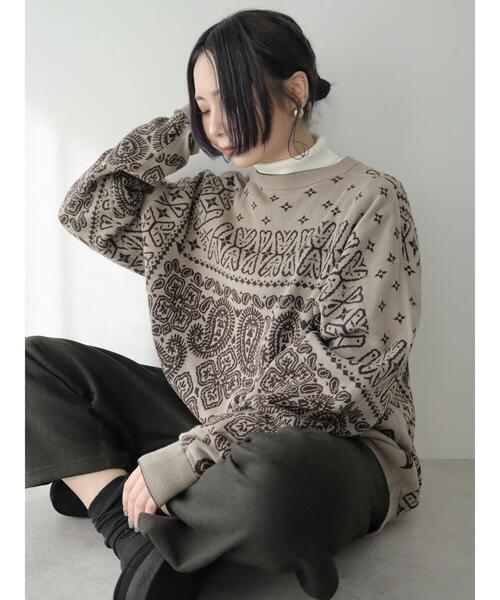 CRAFT STANDARD BOUTIQUE（クラフトスタンダードブティック）の「【男女兼用】JQリバーシブルニット（ニット/セーター・レディース・アイボリー/モカ・L/XL/M）」の4枚目の写真