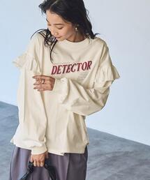 coen（コーエン）の「ピグメント袖フリルツアーロングスリーブTシャツ（Tシャツ/カットソー）」