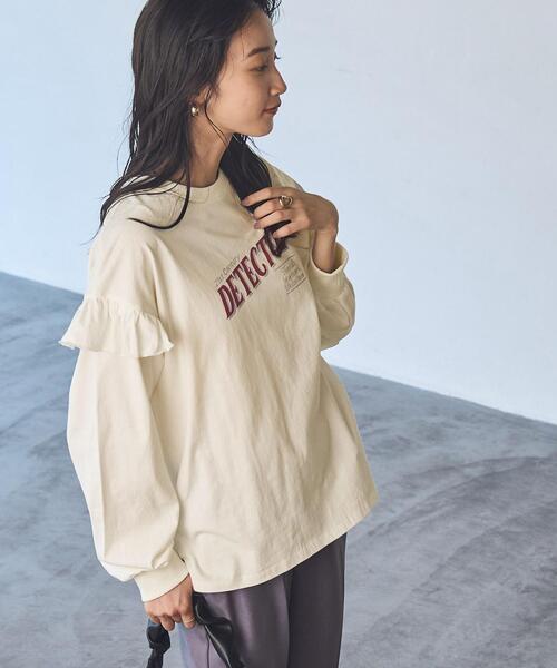 coen（コーエン）の「ピグメント袖フリルツアーロングスリーブTシャツ（Tシャツ/カットソー・レディース・ダークグレー/ベージュ/ライトグレー/オフホワイト・L/M）」の8枚目の写真