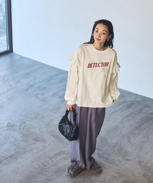 coen（コーエン）の「ピグメント袖フリルツアーロングスリーブTシャツ（Tシャツ/カットソー・レディース・ダークグレー/ベージュ/ライトグレー/オフホワイト・L/M）」の9枚目の写真