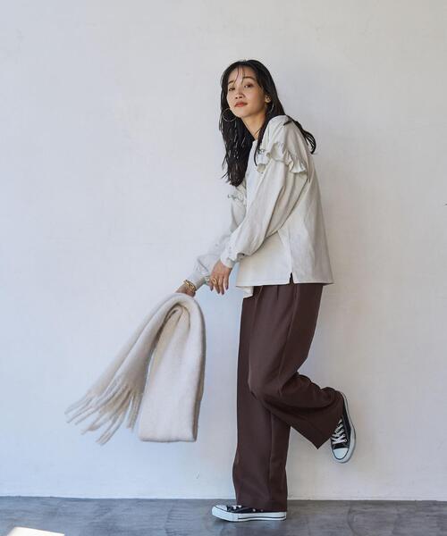 coen（コーエン）の「ピグメント袖フリルツアーロングスリーブTシャツ（Tシャツ/カットソー・レディース・ダークグレー/ベージュ/ライトグレー/オフホワイト・L/M）」の20枚目の写真