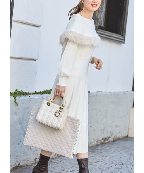 tocco closet（トッコ　クローゼット）の「サイドパール付きキルティングサブバッグ（ハンドバッグ・レディース・ベージュ/ブラック/ピンク/ネイビー・FREE）」の12枚目の写真