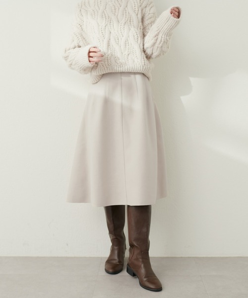 natural couture（ナチュラルクチュール）の「サイドフレアフェイクウールスカート（スカート・レディース・ブラック/サックスブルー/アイボリー/モカ・FREE）」の11枚目の写真