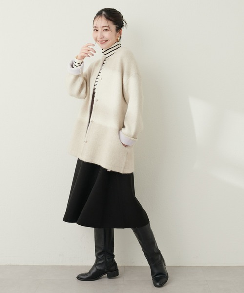 natural couture（ナチュラルクチュール）の「サイドフレアフェイクウールスカート（スカート・レディース・ブラック/サックスブルー/アイボリー/モカ・FREE）」の18枚目の写真