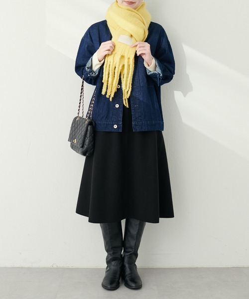 natural couture（ナチュラルクチュール）の「サイドフレアフェイクウールスカート（スカート・レディース・ブラック/サックスブルー/アイボリー/モカ・FREE）」の22枚目の写真